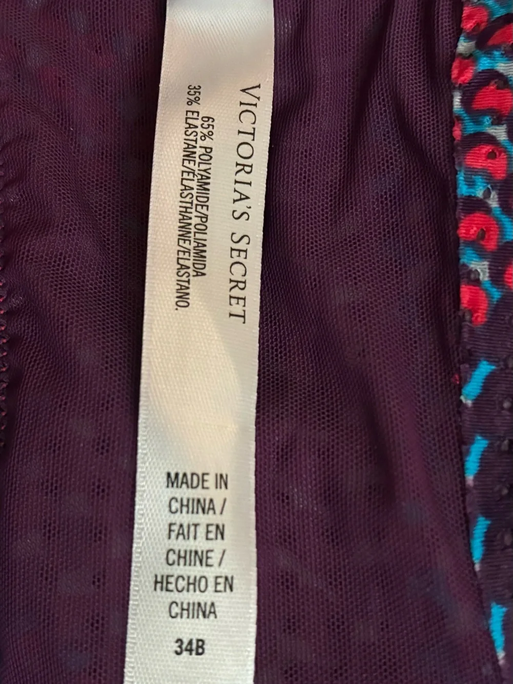VSX Victoria's Secret Sport Bra 34B Molded Cup Underwire Strappy Geometric Dot - Picture 3 of 8